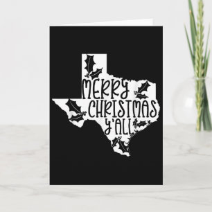 Carte Joyeux Noël à tous Gui de Texas Blanc Graphique