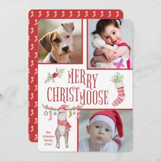 Carte Joyeux Noël à trois photos (Devant / Derrière)