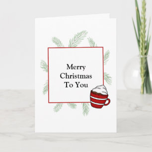 Carte Joyeux Noël Aiguilles de pin et cacao chaud