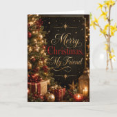 Carte Joyeux Noël Ami (Fleur jaune)