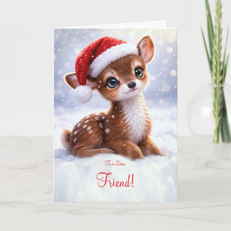 Carte Joyeux Noël Ami Vacances Heureuses Cerf Mignon