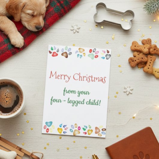 Carte Joyeux Noël animal de compagnie chat chien à quatr