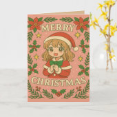 Carte Joyeux Noël Anime thème (Fleur jaune)