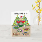 Carte Joyeux Noël Anniversaire Lady Baking (Fleur jaune)