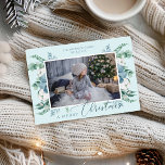 Carte Joyeux Noël aquarelle Botanique Fête Photo<br><div class="desc">Utilisez ces cartes de Noël couleur aquarelle avec votre photo personnalisée,  nom et message de vacances personnalisé pour souhaiter un Joyeux Noël à vos amis et votre famille.</div>