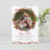 Carte Joyeux Noël Aquarelle de Noël Photo florale (Debout devant)