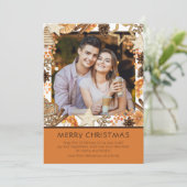 Carte Joyeux Noël aquarelle hiver Floral photo (Debout devant)