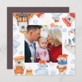 Carte Joyeux Noël aquarelle mignonne Ours Polaire Photo (Devant / Derrière)