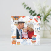 Carte Joyeux Noël aquarelle mignonne Ours Polaire Photo (Debout devant)