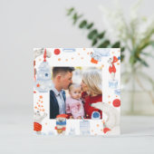 Carte Joyeux Noël aquarelle mignonne Ours Polaire Photo (Debout devant)