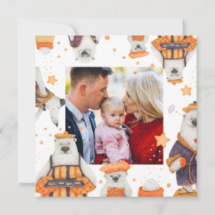 Carte Joyeux Noël aquarelle mignonne Ours Polaire Photo