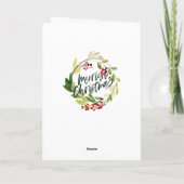 Carte Joyeux Noël aquarelle photo florale (Dos)
