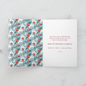 Carte Joyeux Noël Aquarelle Rouge Yew Berries Card (Intérieur)