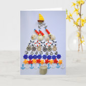 Carte Joyeux Noël - Arbre de Noël Nautique (Fleur jaune)