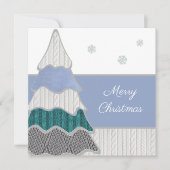 Carte Joyeux Noël Arbre Moderne Texturé Bleu (Devant)