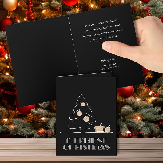 Carte Joyeux Noël Arbre Noir Fête