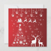 Carte Joyeux Noël Arbre Snowflakes, Rennes (Devant)