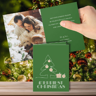Carte Joyeux Noël Arbre Vert Plié Photo Holiday