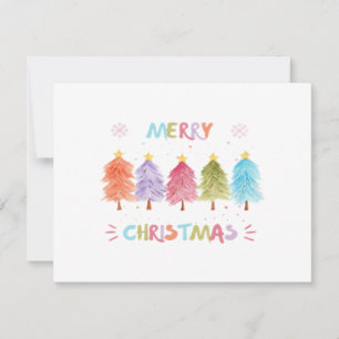 Carte Joyeux Noël Arbres Colorés Essentiel
