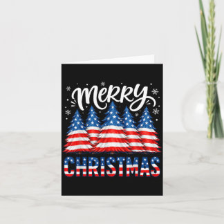 Carte Joyeux Noël Arbres de drapeau américain Hiver Homm