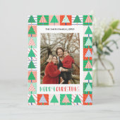 Carte Joyeux Noël Arbres de Noël Patchwork Modernes (Debout devant)