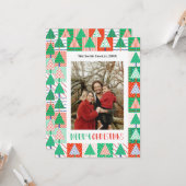 Carte Joyeux Noël Arbres de Noël Patchwork Modernes (Devant/Arrière en situation)