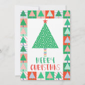 Carte Joyeux Noël Arbres de Noël Patchwork Modernes (Dos)