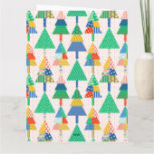 Carte Joyeux Noël Arbres de Noël Patchwork Modernes (Dos)