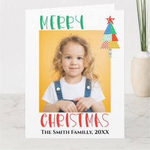 Carte Joyeux Noël Arbres de Noël Patchwork Modernes