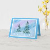 Carte Joyeux Noël Arbres d'hiver Aquarelle (Fleur jaune)
