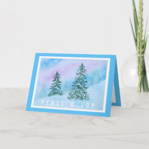 Carte Joyeux Noël Arbres d'hiver Aquarelle