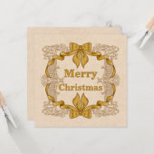 Carte Joyeux Noël Arc Doré Vintage (Devant/Arrière en situation)
