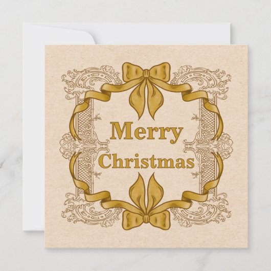 Carte Joyeux Noël Arc Doré Vintage (Devant)