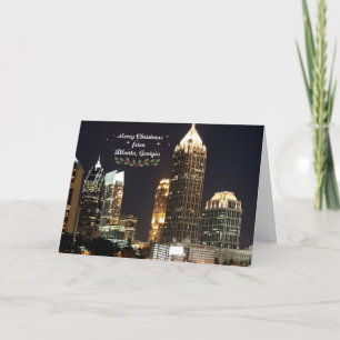 Carte "Joyeux Noël", Atlanta, Georgia Skyline