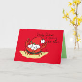 Carte Joyeux Noël au crabe mignon, drôle et de dessin an (Fleur jaune)