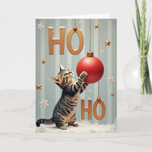 Carte Joyeux Noël au petit chaton mignon (Devant)