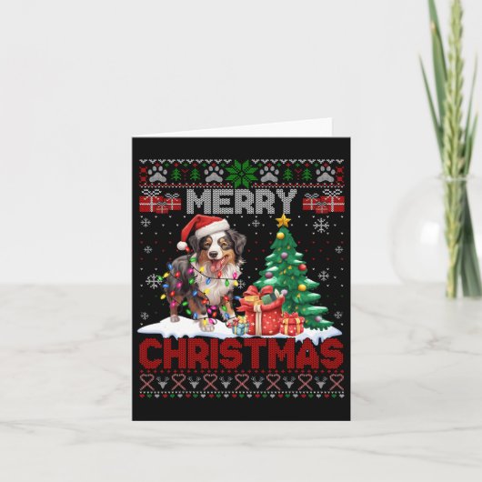 Carte Joyeux Noël Australian Shepherd Amoureux des chien (Devant)