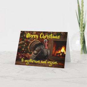 Carte Joyeux Noël aux végétariens et végans.
