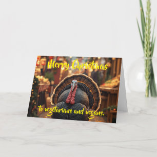 Carte Joyeux Noël aux végétariens et végans.