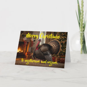 Carte Joyeux Noël aux végétariens et végétaliens.
