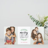 Carte Joyeux Noël avec couronne de Noël 2 Photo (Debout devant)