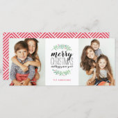 Carte Joyeux Noël avec couronne de Noël 2 Photo (Devant / Derrière)