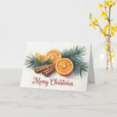Carte Joyeux Noël avec des oranges et de la cannelle (Fleur jaune)