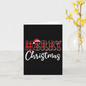 Carte Joyeux Noël Avec Famille Noir Et Rouge Plaid (Fleur jaune)