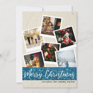 Carte Joyeux Noël avec Faux Kraft et paillettes Multi Ph