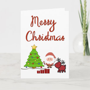 Carte Joyeux Noël avec le Père Noël et Rudolph
