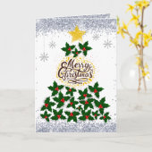 Carte Joyeux Noël avec sapin de Noël (Fleur jaune)
