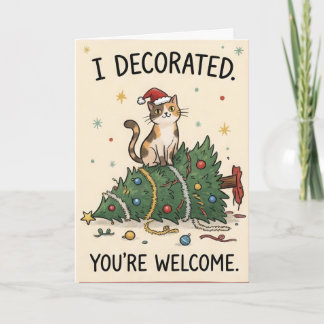 Carte Joyeux Noël avec un chat drôle – J'ai décoré, de r