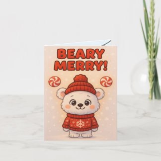 Carte Joyeux Noël avec un ours polaire mignon