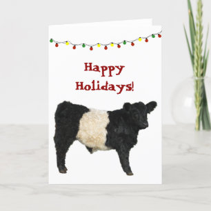 Carte Joyeux Noël Beltie Galloway Beltie Cow